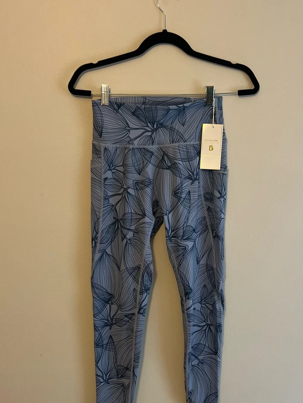 BuffBunny Limitless Legging Citrus Blue Floral-Leaf Print Leggings